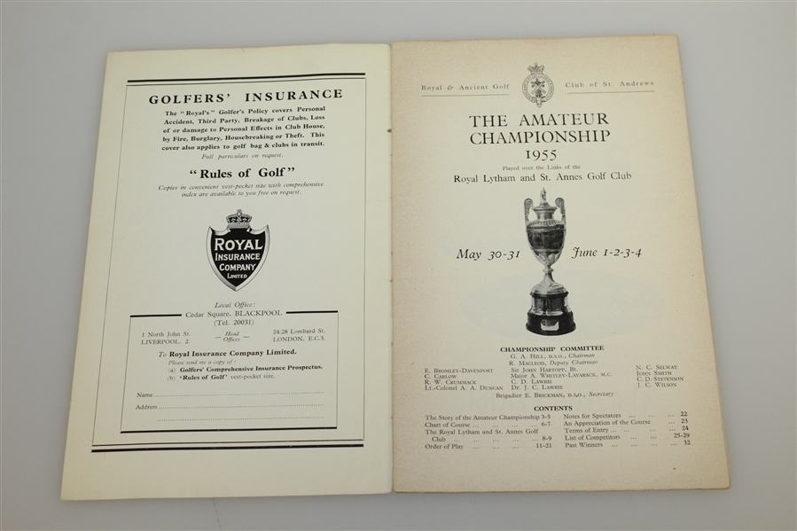 Joe Conrad Signed 1955 British Amateur at Royal Lytham & St. Annes GC Program JSA ALOA