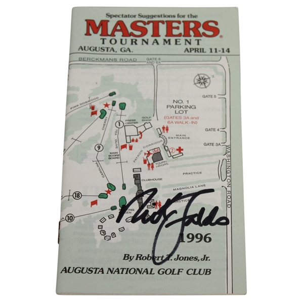 Nick Faldo Signed 1996 Masters Tournament Spectator Guide JSA ALOA