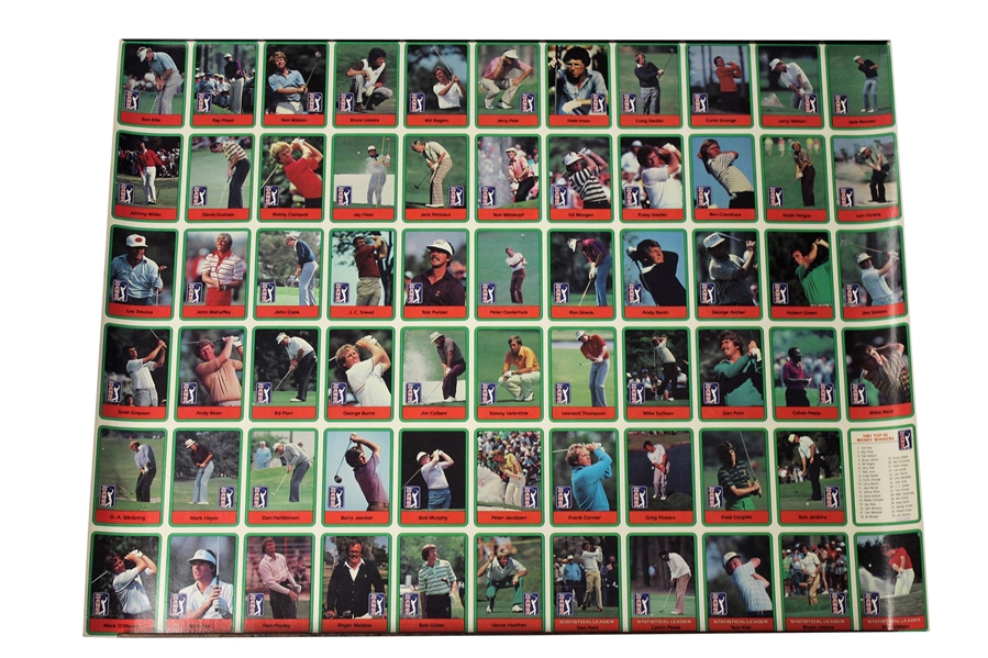 1981 PGA Tour Complete Uncut Golf Card Sheet
