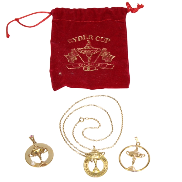 Deane Beman's 1985 Ryder Cup at The Belfry Wife Gift - 14k Gold Necklace & Two Pendants