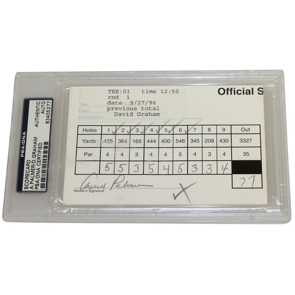 Arnold Palmer (Marker) Signed David Graham (Contestant) 1996 Scorecard PSA #83405277