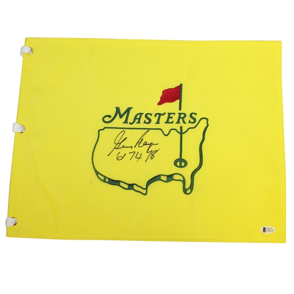 Gary Player Signed Undated Masters Embroidered Flag with '61 74 78' Notation BECKETT #E66214