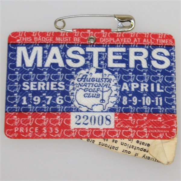 1976 Masters Tournament Series Badge #22008 - Ray Floyd Winner