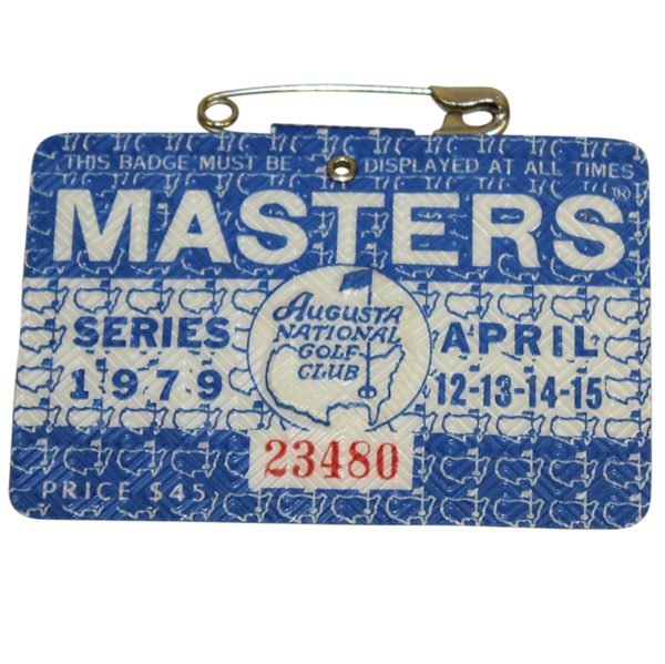 1979 Masters Tournament Series Badge #23480 - Fuzzy Zoeller Winner