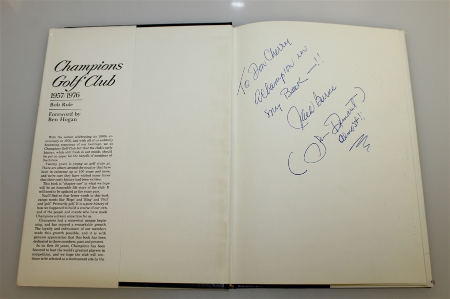 Jack Burke Signed 'Champions Club' Book to Don Cherry with Burke Forging Demaret Sig JSA ALOA