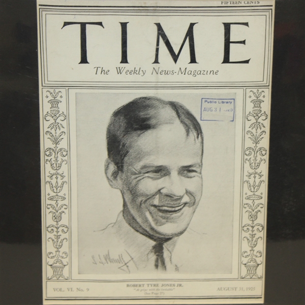 Bobby Jones TIME Magazine Weekly News Magazine Cover - August 31, 1925
