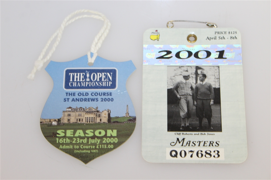 Tiger Slam Ticket/Badge Set - 2000 US Open, British Open, PGA & 2001 Masters