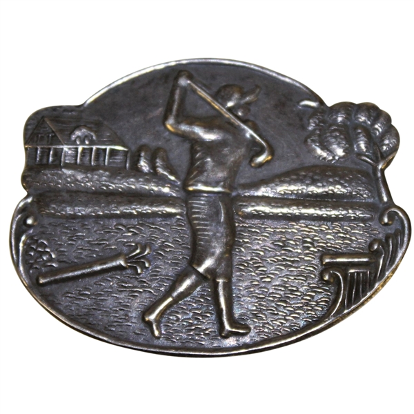 Sterling Silver Golfer Post-Swing with Clubs, Bag, & Clubhouse Themed Pin