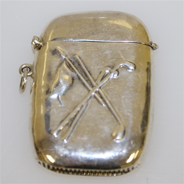 Sterling Silver Crossed Clubs & Flag Match Safe