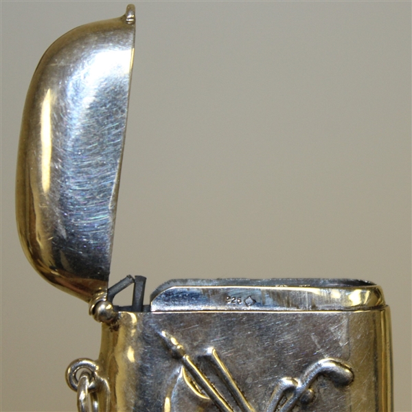 Sterling Silver Crossed Clubs & Flag Match Safe