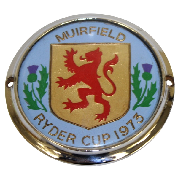 1975 Ryder Cup at Muirfield Chrome & Enamel Car Hood Ornament/Badge