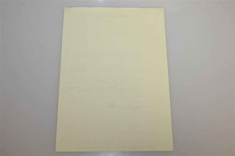 Seve (Severiano) Ballesteros Signed Typed Letter on Seve Letterhead - 1984 JSA ALOA