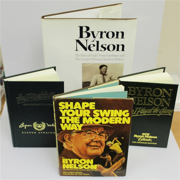 Four Byron Nelson Signed Golf Books - Three Are Ltd Ed JSA ALOA