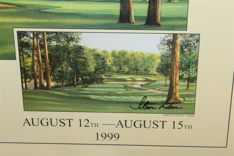 1999 PGA Championship Steve Lotus Poster with Tiger Woods Wedge Club - Framed