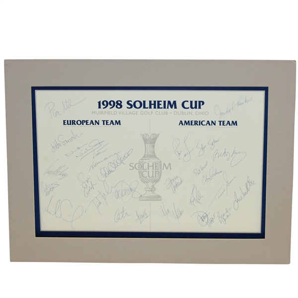 1998 Solheim Cup American & European Team Signed Sheet - Muirfield JSA ALOA