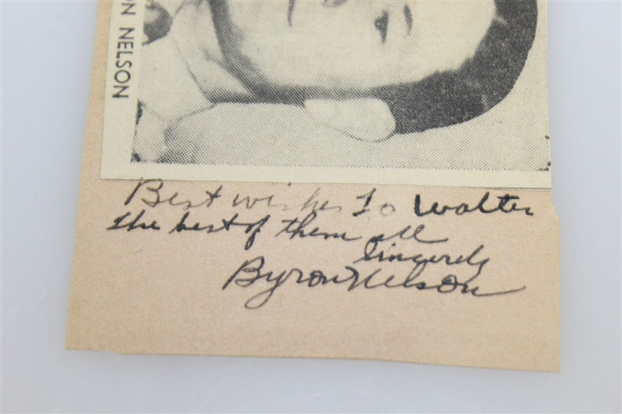 Vintage Byron Nelson Signature Mounted with Inscription JSA ALOA
