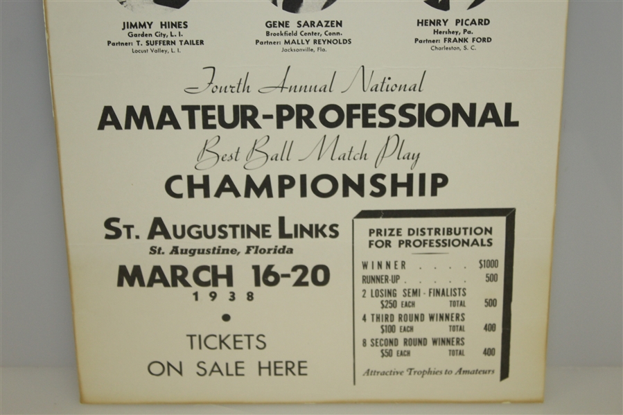 Classic 1938 Best Ball Match Play Tournament at St. Augustine Links Announcement Print