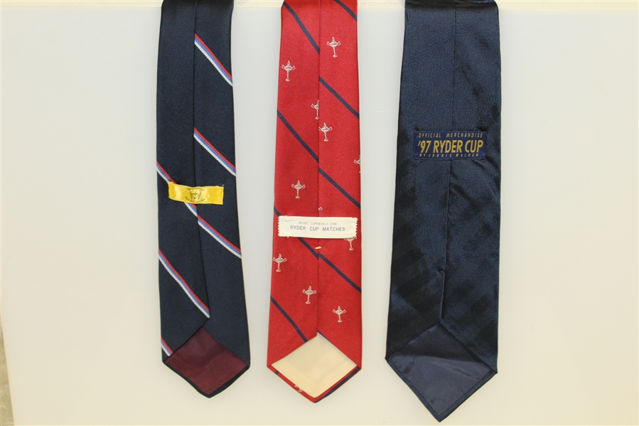 Ryder Cup Ties - Blue with Multi Stripe Trophy, Red with Blue Stripe Trophy, & Blue Logo