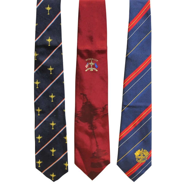 Ryder Cup Ties - Blue with Multi Stripe Trophy, The Country Club Red, & 1997 Red/Blue Logo