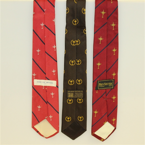 Ryder Cup Ties - Red with Blue Stripe Trophy, Brown with Trophy, & Red with Blue Stripe Trophy