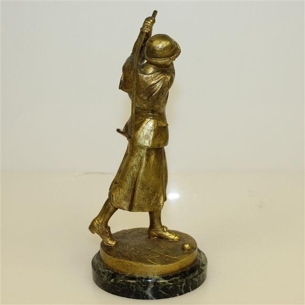 Circa 1925 Jose Dunach Gilt-Bronze Lady Golfer on Marble