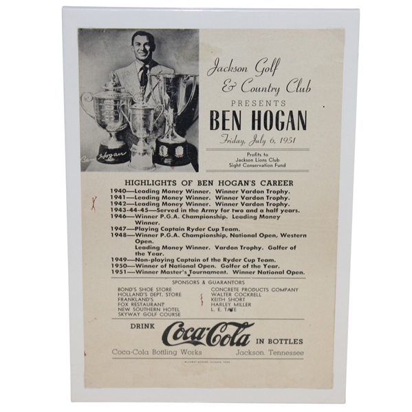1951 Ben Hogan at Jackson Golf & Country Club Exhibition Advertisement