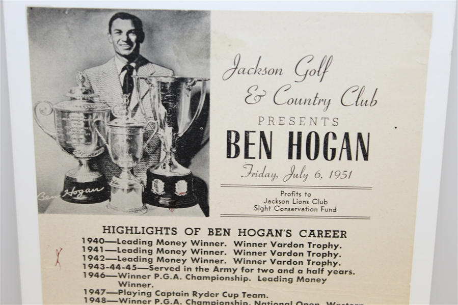 1951 Ben Hogan at Jackson Golf & Country Club Exhibition Advertisement