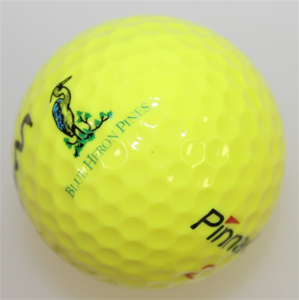 Arnold Palmer Signed 'Blue Heron Pines' Yellow Logo Golf Ball FULL JSA #Z41729