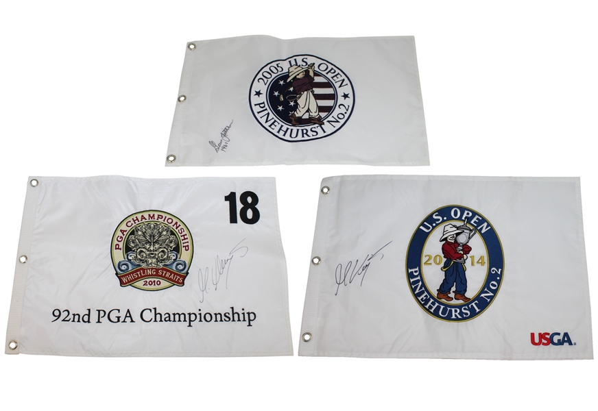 3 Signed Flags - 2010 PGA & 2014 US Open by Martin Kaymer, & 2005 US Open by Gene Littler JSA ALOA