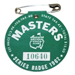 1962 Masters Tournament Series Badge #10640 - Arnold Palmer Winner