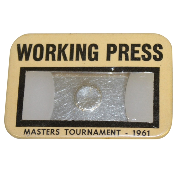 1961 Masters Tournament Working Press Badge - Gary Player Winner