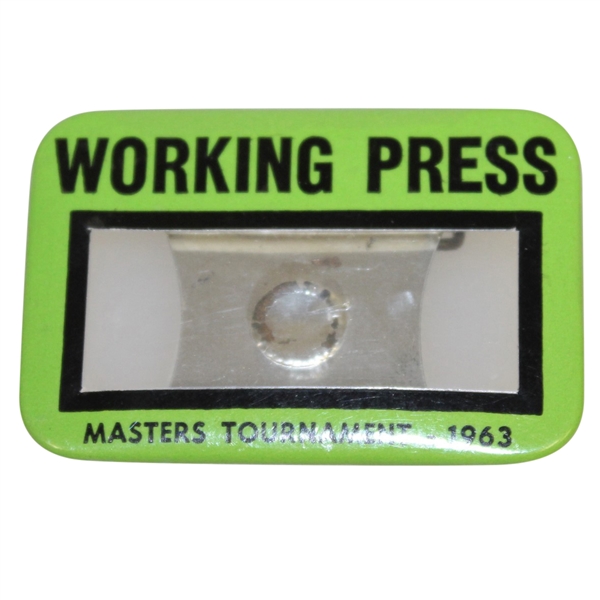 1963 Masters Tournament Working Press Badge - Jack Nicklaus Winner