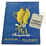 1945 PGA Championship Program & Clubhouse Staff Pass - Part of Nelsons 11 in a Row!