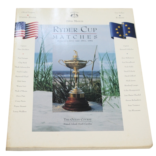 1991 Ryder Cup at The Ocean Course Kiawah Course Official Program