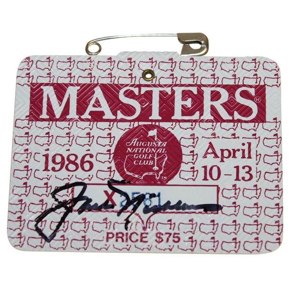 Jack Nicklaus Signed 1986 Masters Series Badge #X2561 - Ray Floyd Collection JSA ALOA