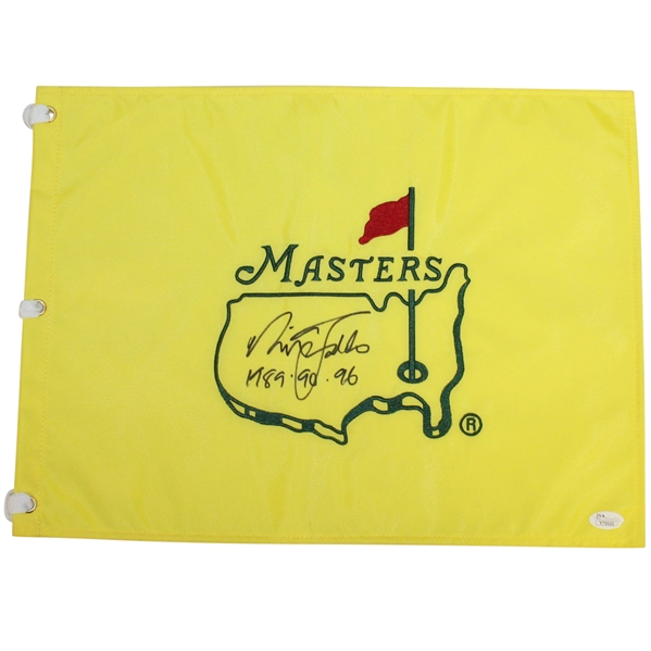 Nick Faldo Signed Masters Undated Flag with Years Won Notation FULL JSA #Y75522