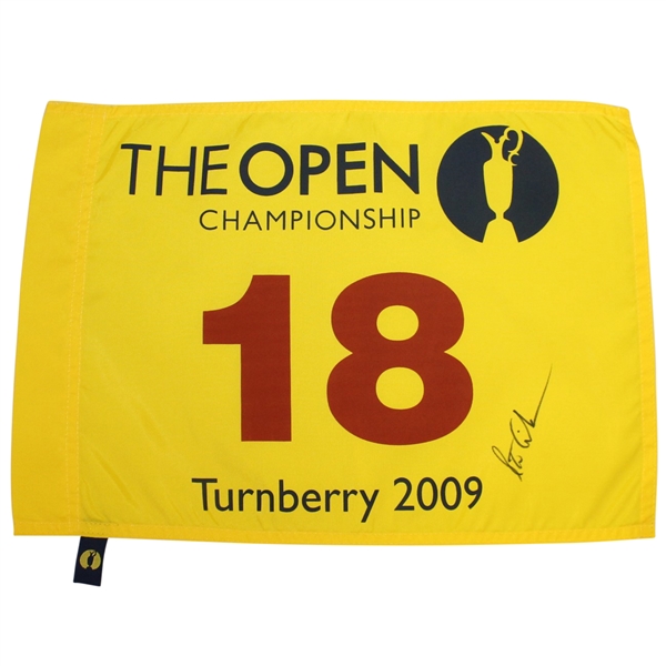 Stewart Cink Signed 2009 Open Championship at Turnberry Flag FULL PSA/DNA #S03973