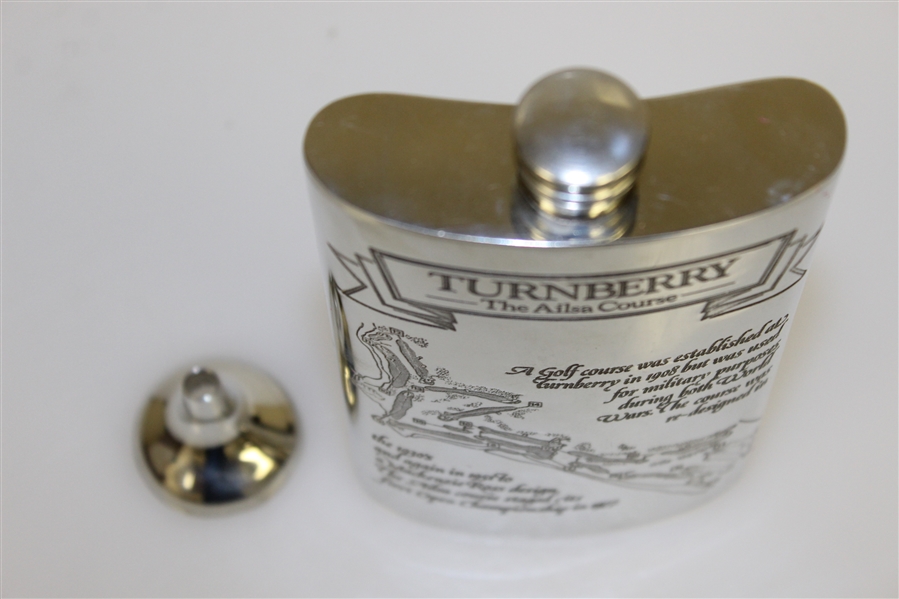 Turnberry 'The Ailsa Course' Pewter Golf Flask with Original Box & Funnel - Excellent Condition