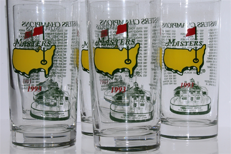 Five 1993 Masters Tournament Winners Commemorative Glasses
