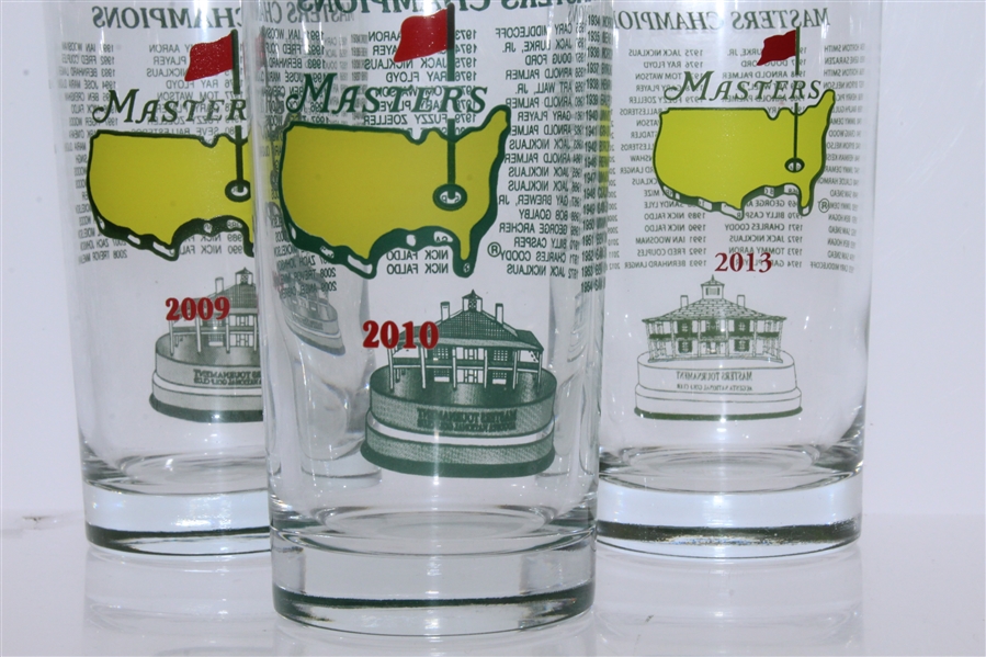 2009, 2010, & 2013 Masters Tournament Winners Commemorative Glasses