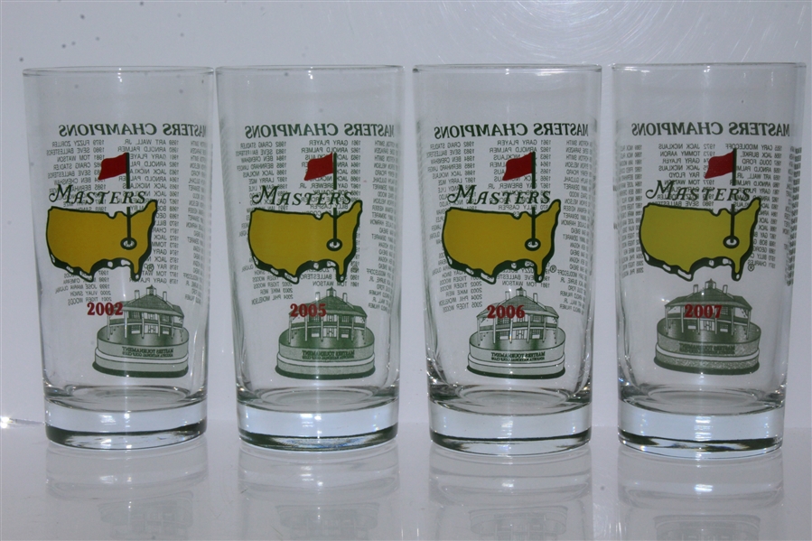 2002, 2005, 2006, & 2007 Masters Tournament Winners Commemorative Glasses