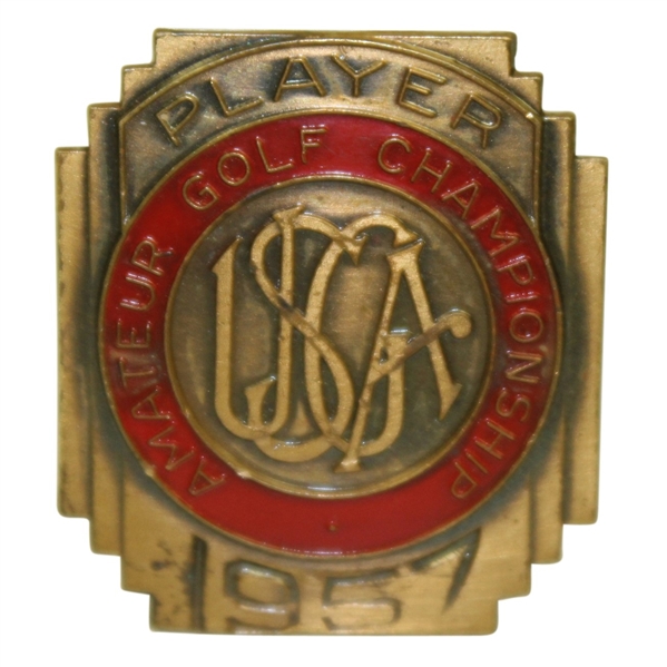 1957 US Amateur Championship at The Country Club Contestant Badge - Hillman Robbins Winner