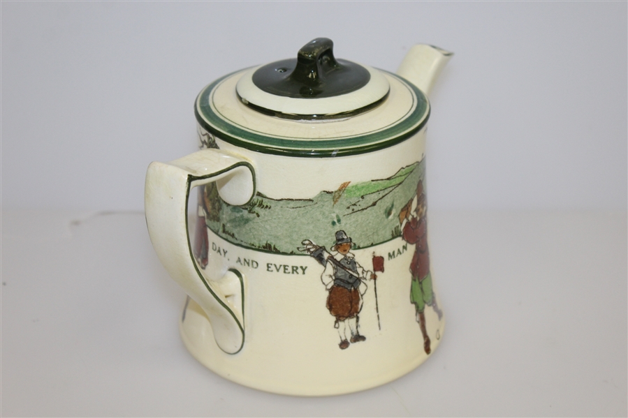 1920's Royal Doulton Golf Themed Teapot with Lid - R. Wayne Perkins Collection