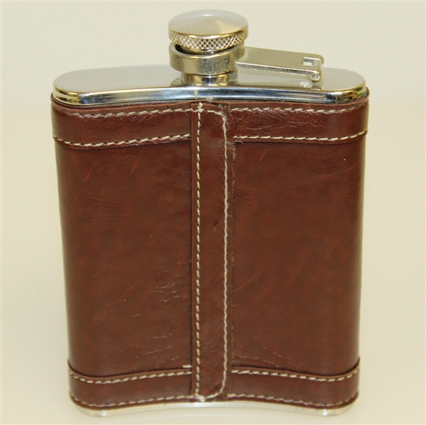 East Lake Golf Club Logo Brown Leather Stainless Steel Flask with Funnel - 6oz