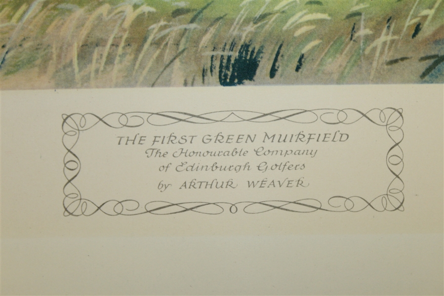 'The First Green Muirfield' Signed by Artist Arthur Weaver with Hand Sketched Remarque - 1968