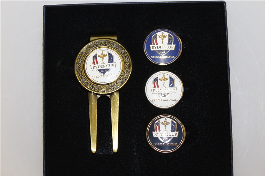 Ryder Cup Divot Repair Tool w/ Magnetic Ball Marker - 4 Interchangeable Ball Markers