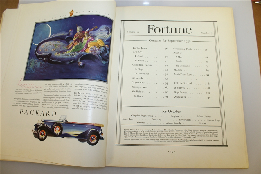 1930 Fortune Extra Large Booklet Vol II No. 3 - September Courier and Ives Bobby Jones FOLDOUT!