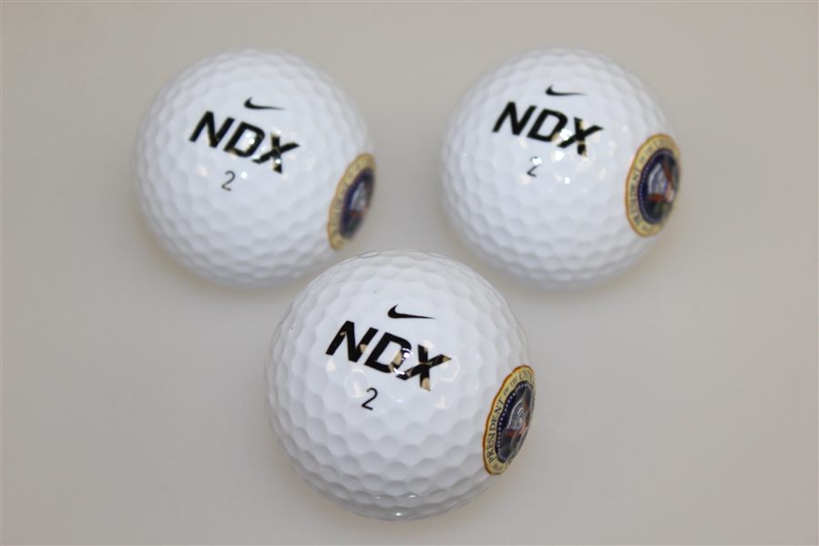 Three Presidential Seal George Bush Facsimlie Signed NDX Golf Balls