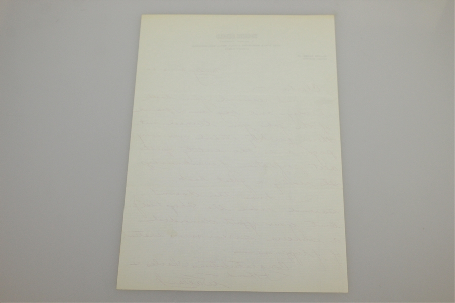 Walter Hagen, Jr. Signed Handwritten Letter to Charles Price - November 12, 1962 JSA ALOA