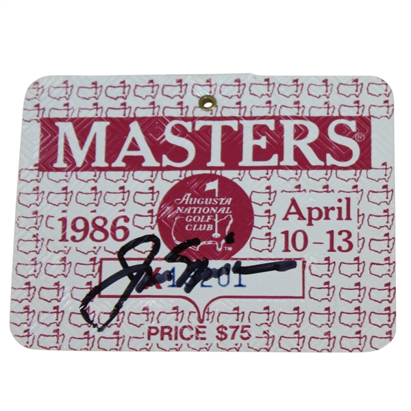 Jack Nicklaus Signed 1986 Masters Badge #X13201 JSA ALOA